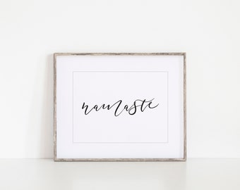 Namaste Wall Art, Yoga Wall Art, Typography Wall Art, Minimalist Wall Art, Quote Prints, Wall Decor, Instant Download, Digital Download