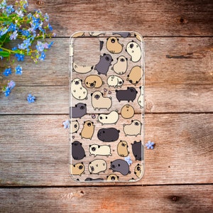iPhone case with Pug animals iPhone 14 cover funny dog iPhone 15 14 13 12 11 case Galaxy S22 S21 clear silicone cover for iPhone
