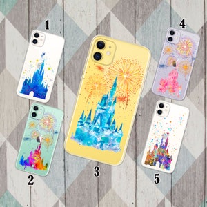Phone case with watercolor Castle iPhone 15 case Silicone case for iPhone 13 12 11 X XS case with castle and fireworks