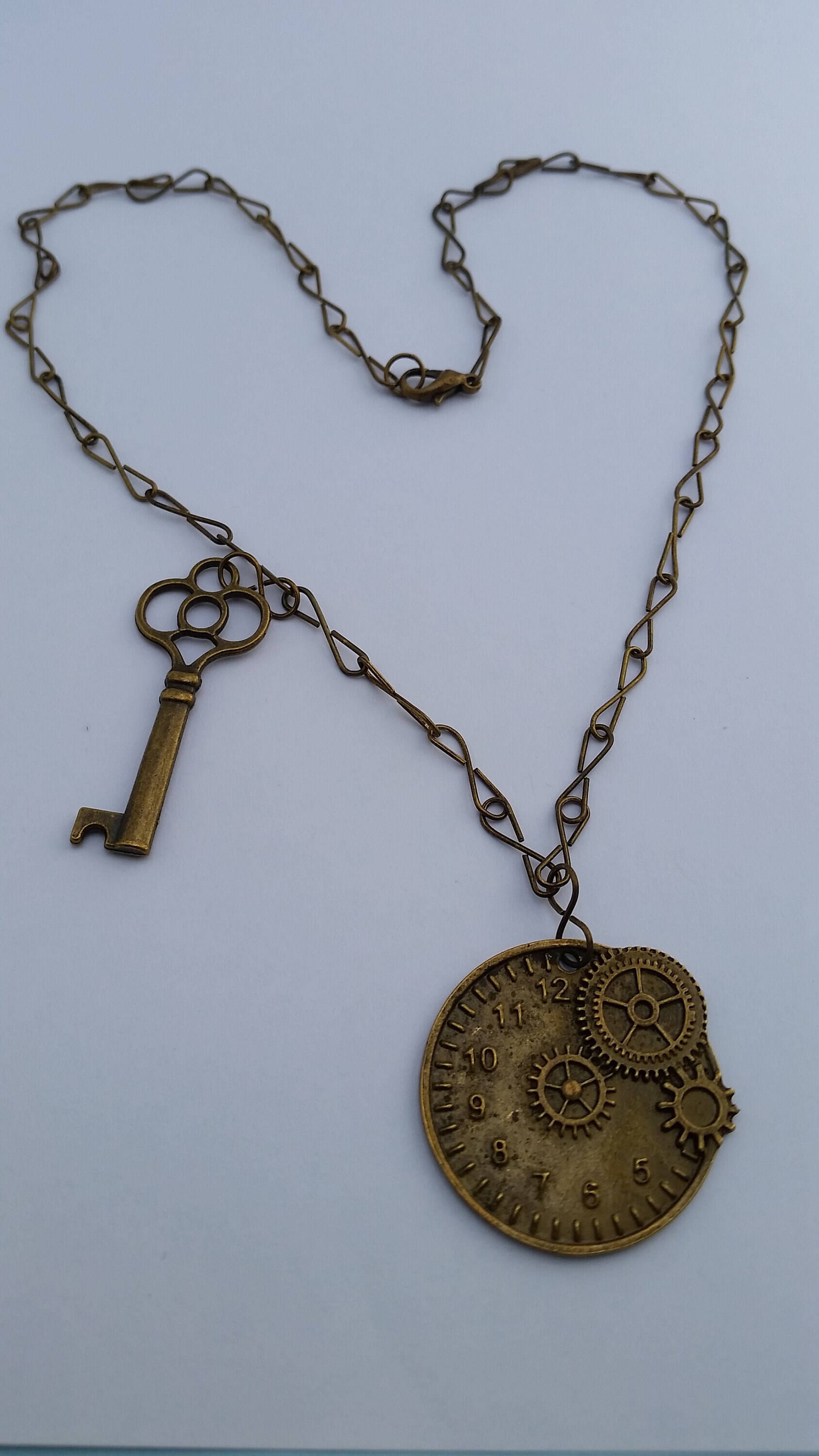 Antique clock and key pendant necklace. Wow Antique watch Etsy