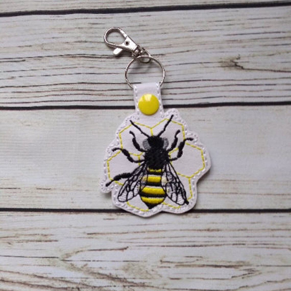 Bee keyring embroidered bumble bee gifts Bee key fob bees Etsy