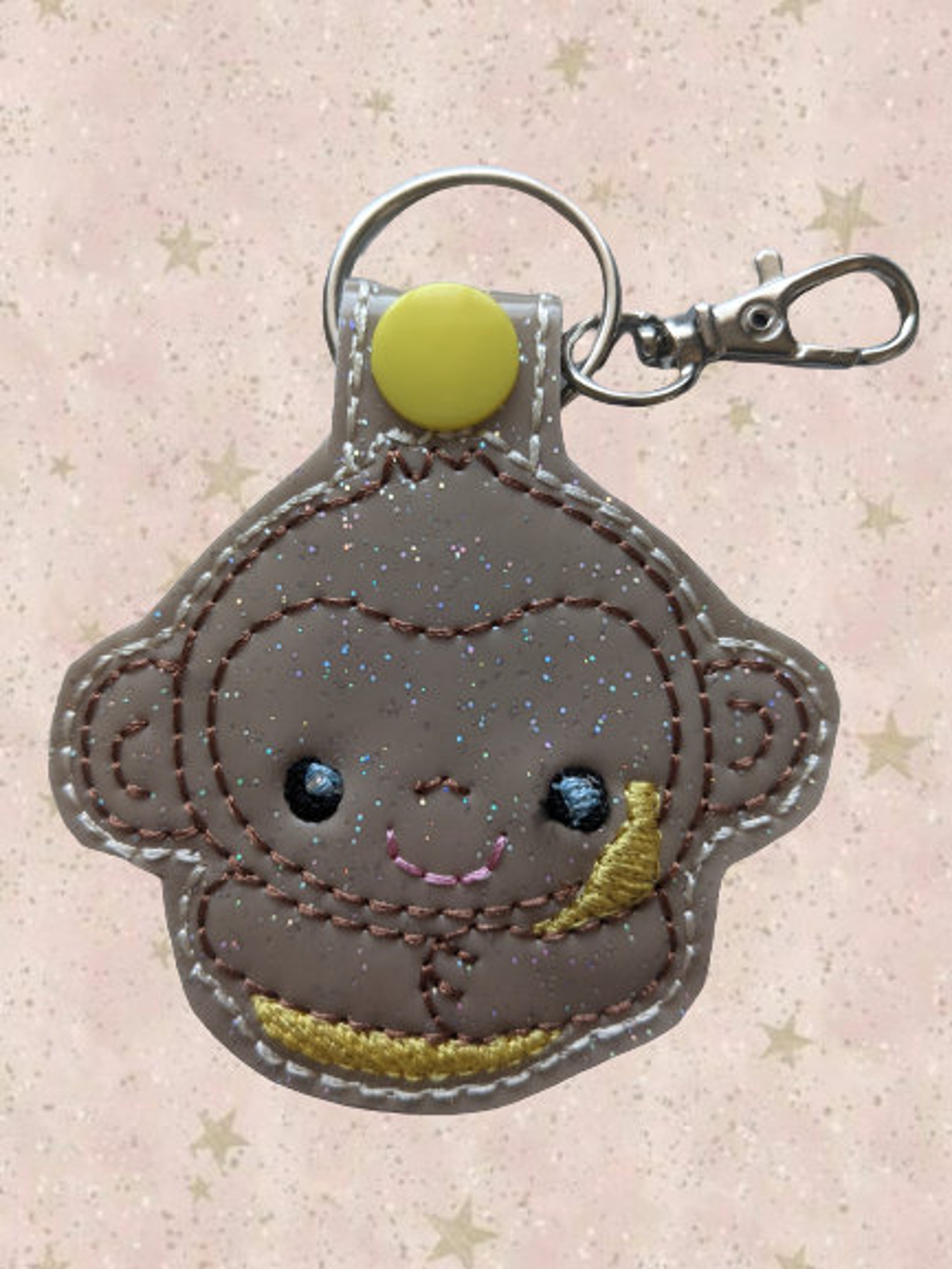 Cute Monkey Keyring Sparkly Keyrings Etsy