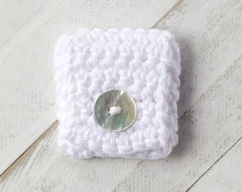 Tiny Cotton Ring Bag w/ Shell Button, The Skipton Bag, natural pouch for rings, earrings, jewelry, minimalist ring holder, bag for crystals