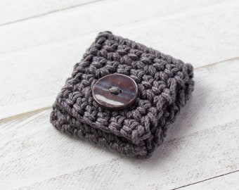 Tiny Cotton Ring Bag w/ Shell Button, The Skipton Bag, natural pouch for rings, earrings, jewelry, minimalist ring holder - made to order