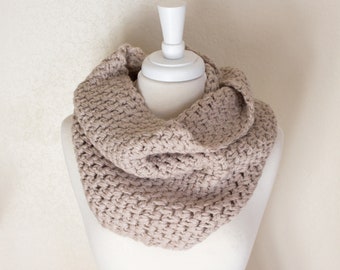 Wool Infinity Scarf, The Tebay Scarf, toasty warm wool cowl for winter, minimalistic neutral beige scarf, unisex winter scarf