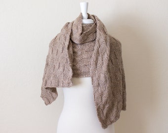 Oversized Scarf, The Harrington, Soft Beige Wrap,  unisex winter shawl, hand knit slow made elegant beige scarf, extra long scarves