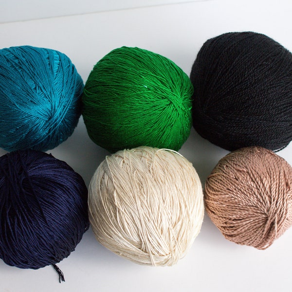 Five Skeins 100% Silk Yarn Varying Weights and Colors, Lot of Silk Thread DK