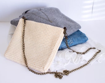 Cotton Messenger Bag, The Rhos-on-Sea Bag, open top crossbody purse with pocket, everyday essential minimal bag