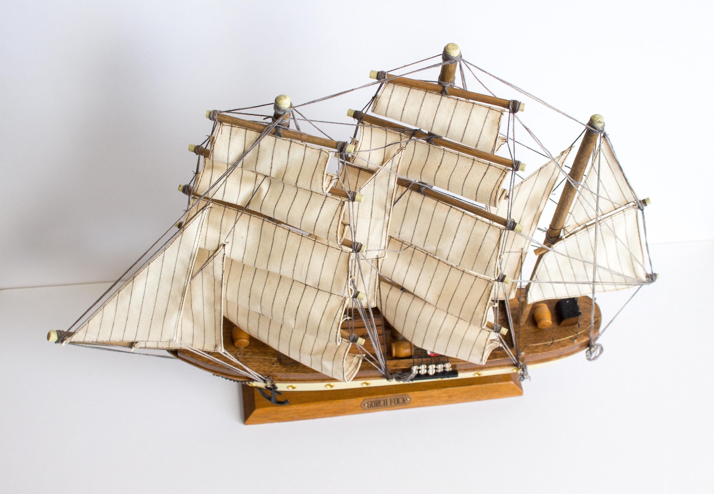 Vintage Model Ship, Gorch Fock German Barque Beautiful Tall Ship With ...