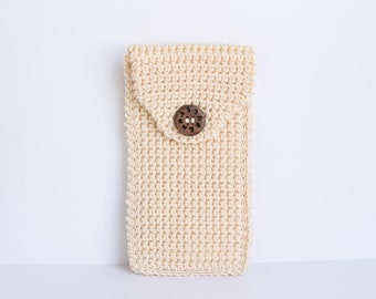 Cotton Pencil/Pen Case, The Colwyn Bag, Durable Natural Pencil Bag, crochet hook holder, phone case