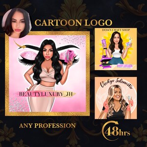 Cartoon Logo for Brow Lamination, Lash Lift, Makeup Artist, Skincare Specialist, Hair Stylist, Beauty Educator, Esthetician, Brow Tech