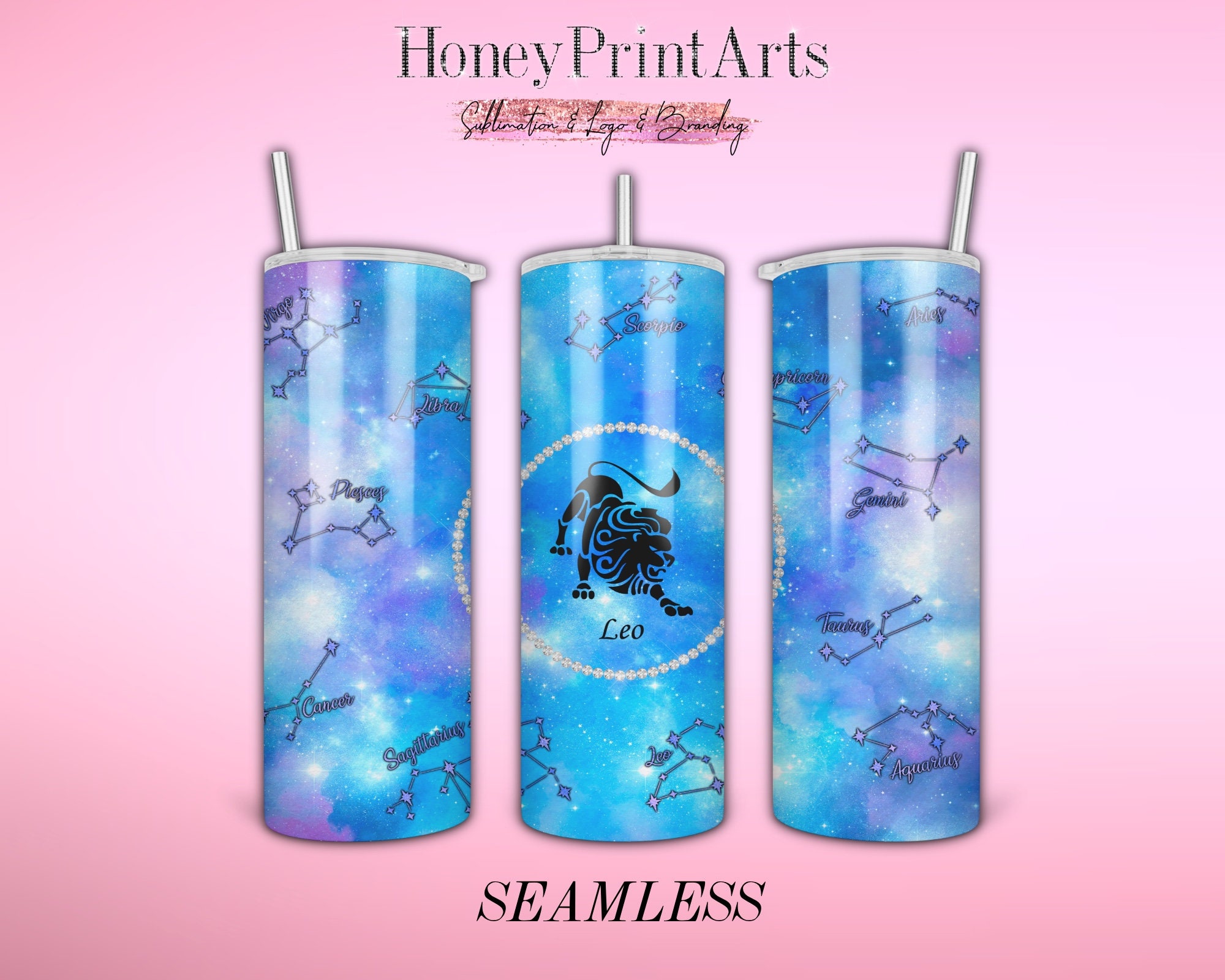 Leo sign tumbler zodiac sign tumbler horoscope tumbler Etsy