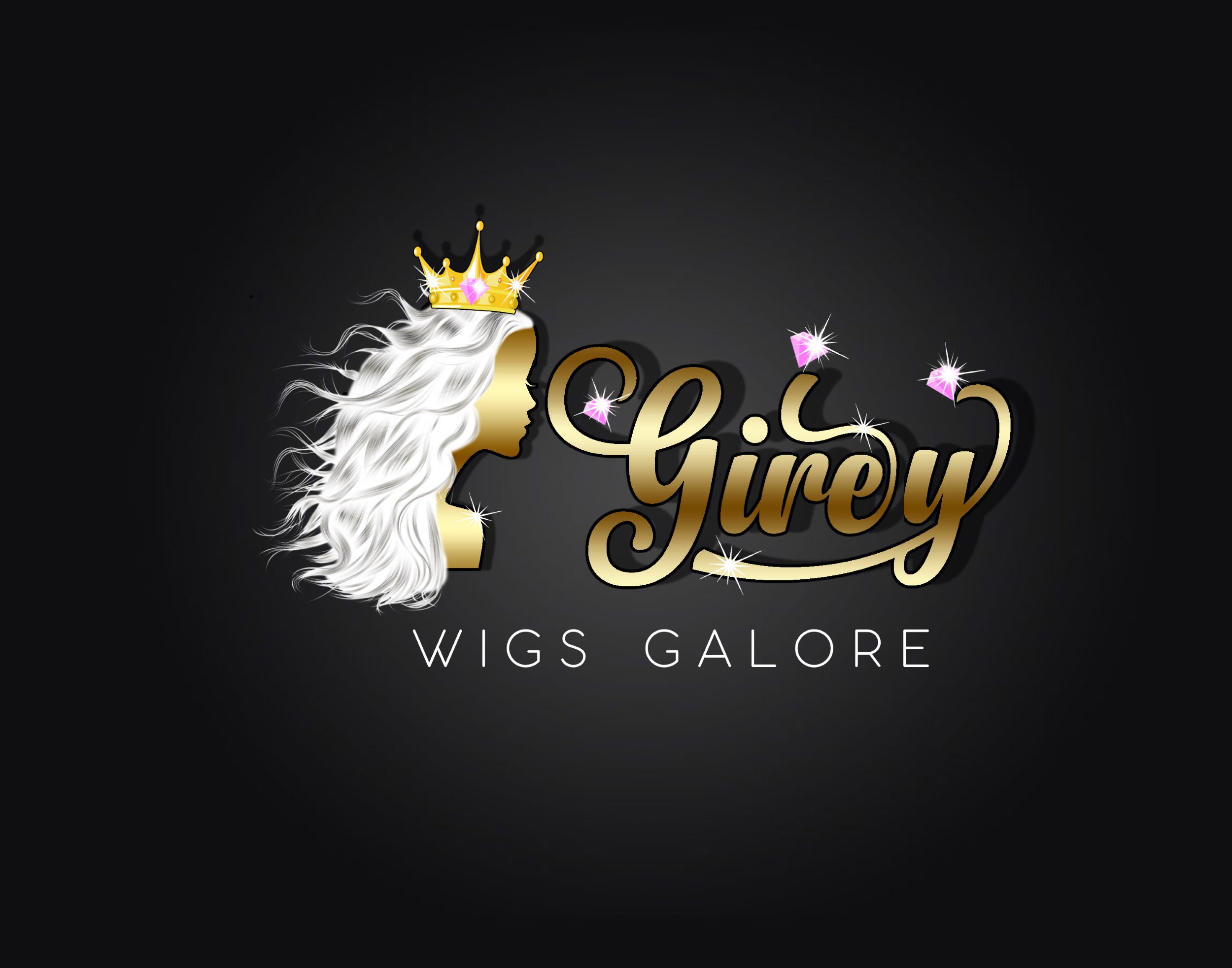 Long Hair Logo, Wig Logo, Extension Logo, Diamond Logo, Gold Logo