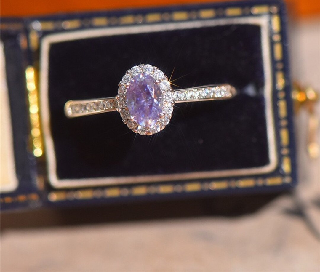 925 Sterling Silver 1 Carat Purple Moissanite Ring main image 0