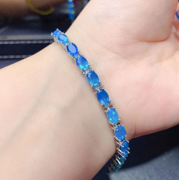 homoseksuel shilling klamre sig Blue Opal Bracelet Natural Opal Bracelet Australian Opal - Etsy