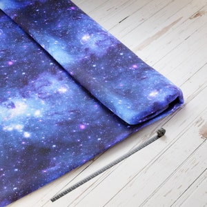 Baumwollsatin: Universum Blue-Pink AS - perfekt für Schultüten, Accessoires zur Einschulung - Weltall, Galaxy, Universe, Horse, Stars,Sterne