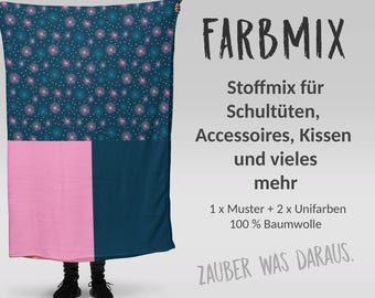 Fabric Mix PANEL: Underwater Fireworks (97 cm x 150 cm) - perfect for school cones and back-to-school accessories | Starfish, Jellyfish, Mermaid