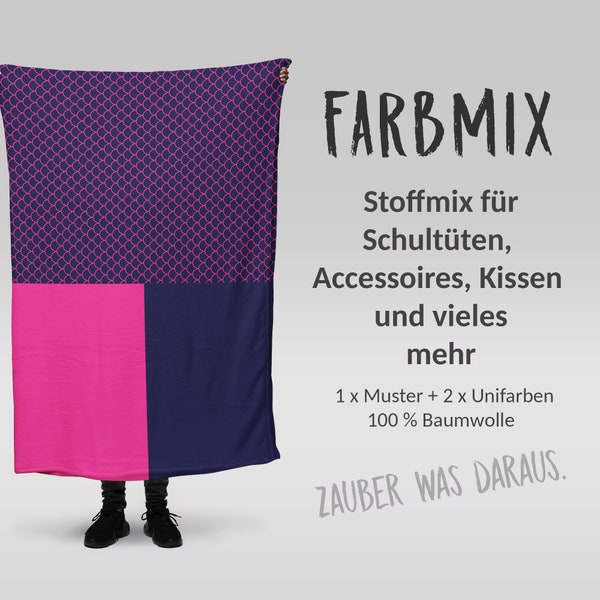 Stoffmix PANEL: Meerjungfrauen Schuppen (97 cm x 150 cm) - perfekt für Schultüten & Accessoires zur Einschulung | Mermaid, Tail, Scales