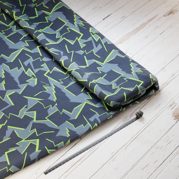 Cotton satin: Abstract green - perfect for school cones, school accessories - T-Rex, dinosaurs, wild animals