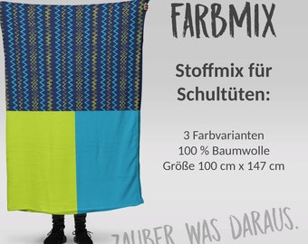 Fabric mix PANEL: ZIGZAG - perfect for school bags & school enrolment (100 cm x 147 cm) Football, goal, sports