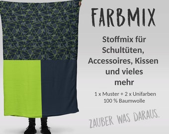 Fabric mix PANEL: Dark with Stripes (99 cm x 152 cm) - perfect for school cones & accessories for school enrollment | Dark, stripes, lines