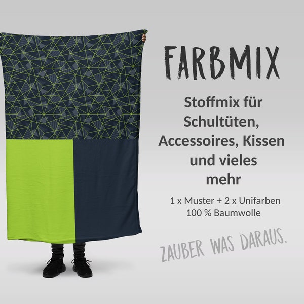 Stoffmix PANEL: Dark with Stripes (97 cm x 150 cm) - perfekt für Schultüten & Accessoires zur Einschulung | Dark, Streifen, Linien