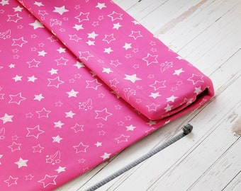 Baumwollsatin: Sterne Pink - perfekt für Schultüten, Accessoires zur Einschulung - Sterne, Stars, Pink