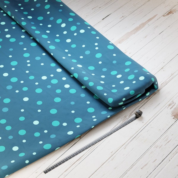 Cotton satin: dots / dots turquoise - perfect for school cones, accessories for starting school - chameleon, turquoise, tropic