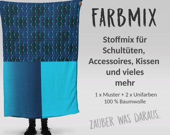 Stoffmix PANEL: Night Cubes (97 cm x 150 cm) - perfekt für Schultüten & Accessoires zur Einschulung | Würfel, Blau, Geometrie, Cube, Dunkel