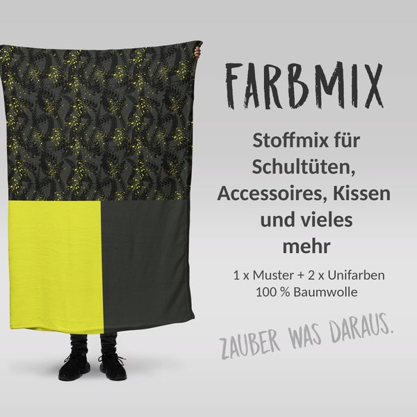 Stoffmix PANEL: Traktor Pattern (97 cm x 150 cm) - perfekt für Schultüten & Accessoires zur Einschulung | Trecker, Mähdrescher, Reifenspuren