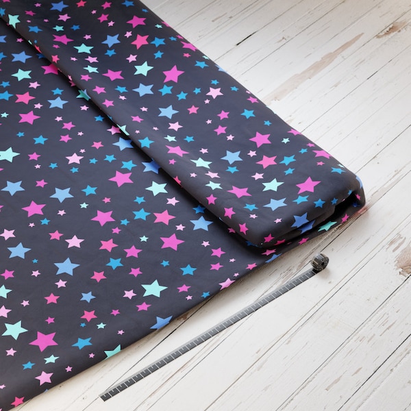 Cotton satin: colorful stars - perfect for school cones, accessories for starting school - stars, colorful, pink