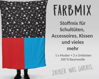 Stoffmix PANEL: Crime Scene (97 cm x 150 cm) - perfekt für Schultüten & Accessoires zur Einschulung | Lupe, Tatort, Fragezeichen, Dedektiv