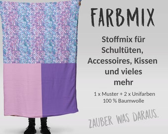 Stoffmix PANEL: Meerjungfrau Schuppen Glitzer 7 (97 cm x 150 cm) - perfekt für Schultüten & Accessoires zur Einschulung | Ocean, Meer