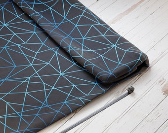 Baumwollsatin: Blaue Streifen auf Schwarz - perfekt für Schultüten, Accessoires zur Einschulung - Streifen, Panther, Linien, Weltall