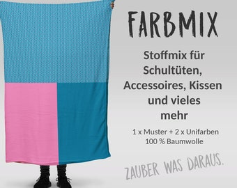 Stoffmix PANEL: Regenbogen Bogen (97 cm x 150 cm) - perfekt für Schultüten & Accessoires zur Einschulung | Delfin, Wasser, Bogen