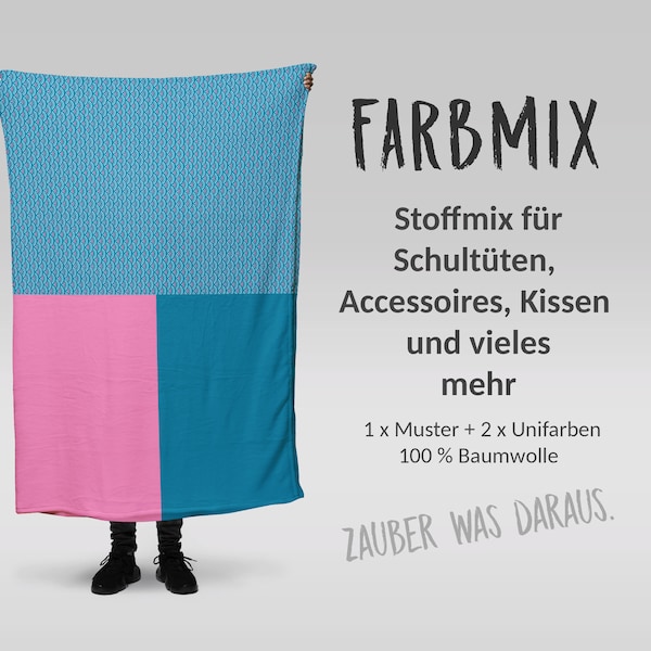 Stoffmix PANEL: Regenbogen Bogen (97 cm x 150 cm) - perfekt für Schultüten & Accessoires zur Einschulung | Delfin, Wasser, Bogen