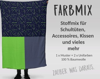 Stoffmix PANEL: Ninja Blitze grün (97 cm x 150 cm) - perfekt für Schultüten & Accessoires zur Einschulung | Ninja, Flash, Streifen, Karate