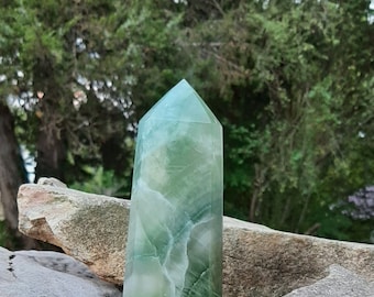 Large green fluorite tower