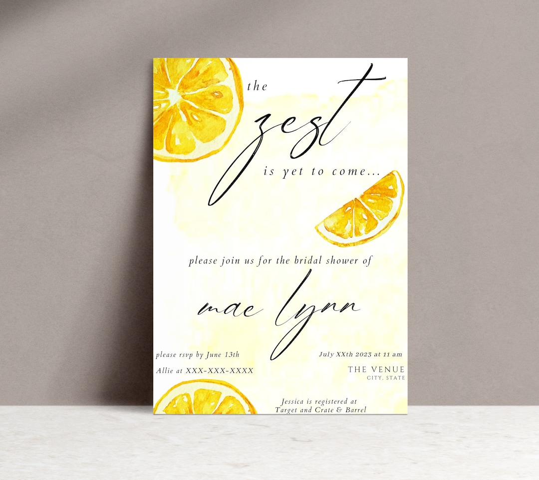 Bridal Shower Template | the Zest is yet to Come Theme | Lemon Bridal ...