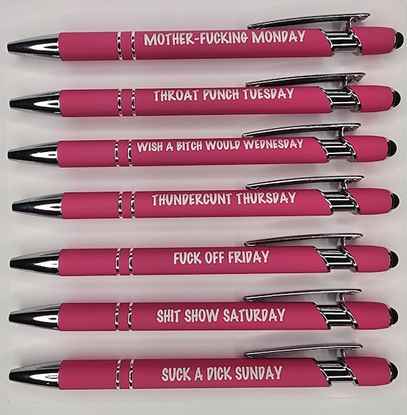 Sarcastic Weekly Pen, 7 Days of the Week Funny Pens Describing