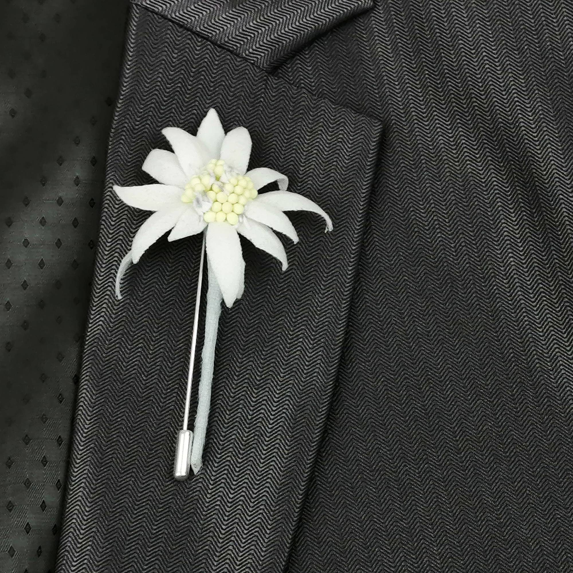 Boutonniere flowers edelweiss lapel pin for man Etsy