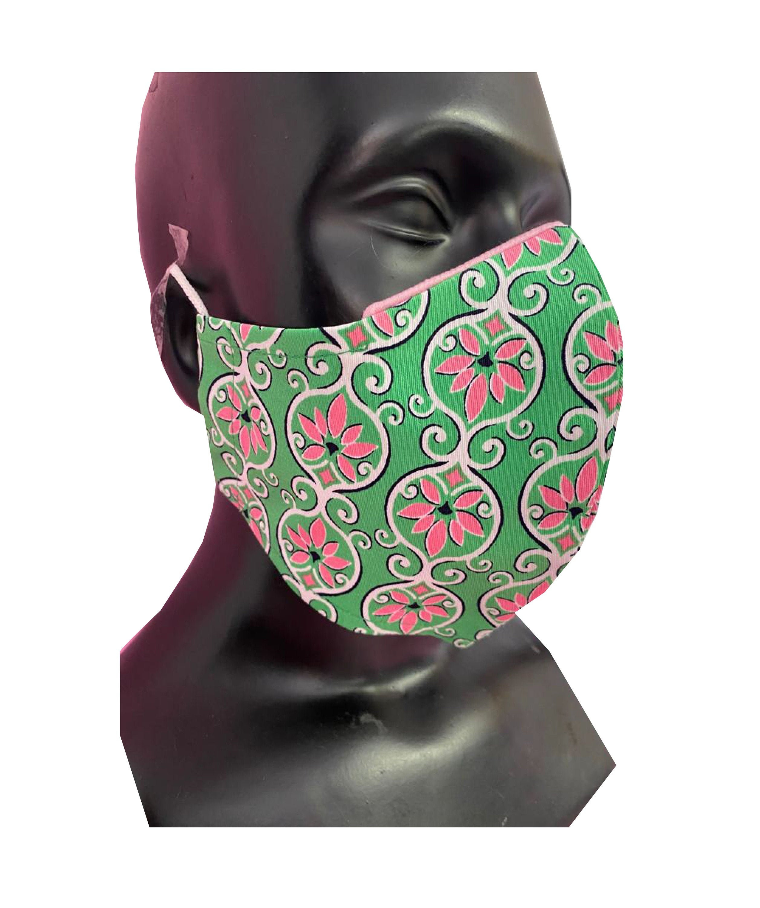 Pink & Green designer printed Cotton Face Mask 3 layer mask Etsy