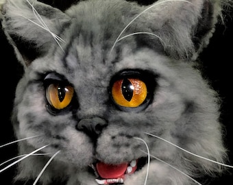 Кот。 Маска кота。 Меховая маска。 Робот。 Аниматроника。 Маска анимационная。