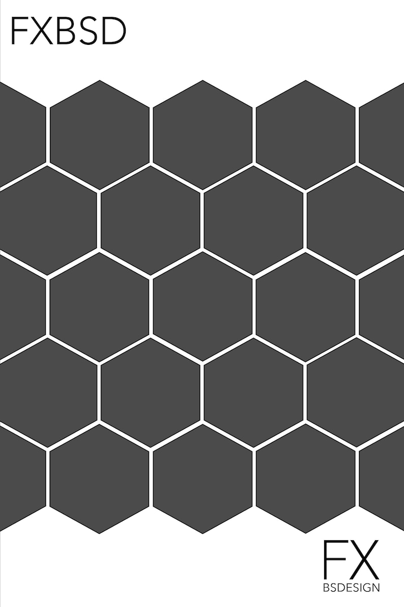 以下が含まれることがあります： ハニカムパターンを施した白黒のグラフィックデザイン。画像の下部に「FX BSDESIGN」というテキストがあります。