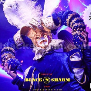 Venezianische Maske,Clow,Komplettanzug. Handarbeit