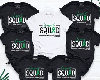 Kidney Disease Awareness Team Shirt, Support Squad Kidney Disease Shirt, Green Ribbon Awareness Shirt,   Kidney Transplant Survivor Tee