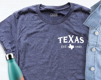 Texas Est 1845 Pocket Shirt, Texas Cities Shirt, Texas Country Tees, Texas Lover Shirt, Texas State Shirt, Texas Vacation Shirt, Western Tee
