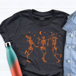 Halloween Party Dancing Skeleton Shirt, Womens Fall Tshirt, Skull Halloween Shirt, Skeletons Happy Halloween Tshirt, Skeleton Outfit