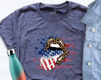 American Flag Lips Shirt, Patriotic Day Shirt, USA Lips Shirt, 4th of July Shirt, Patriotic Shirt, Independence Day Shirt, Kisses Shirt