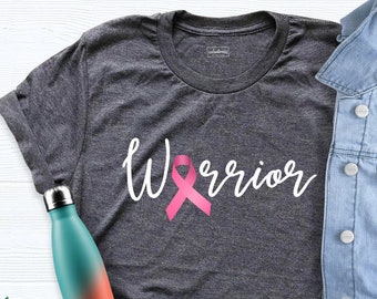 Warrior Pink Ribbon Cancer Awareness Tshirt, Motivational Shirt, Cancer Warrior Shirt, Pink Ribbon Tee, Breast Cancer Warrior Shirt